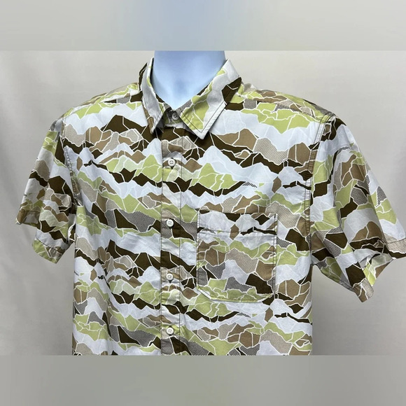 NORTH FACE Brown and white abstract mountain print shirt size L. - Picture 4 of 12